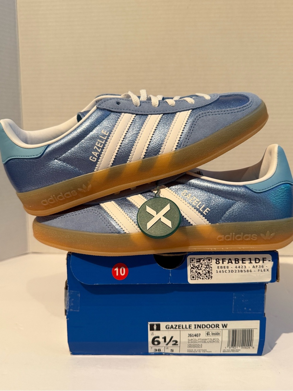 adidas Gazelle Indoor W Blue and White Suede Sneakers